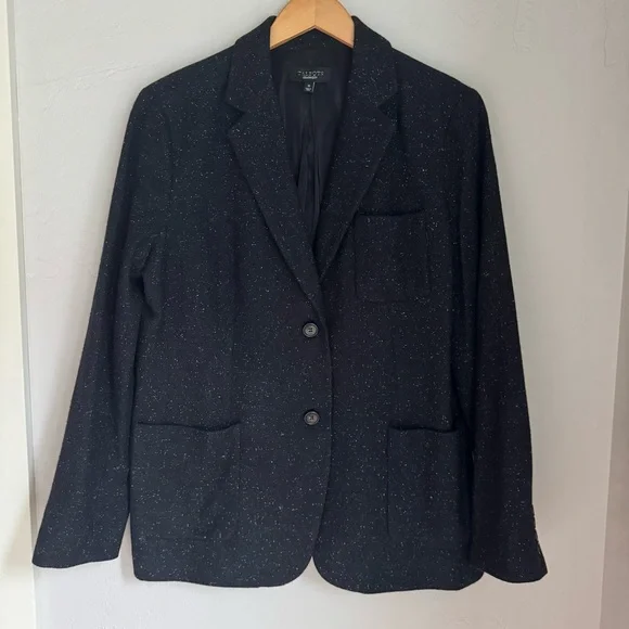 Talbots Women's Black Tweed Wool Blend Two Buttons Blazer Jacket Size 16 - Picture 15 of 15